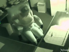 UhAnal presents: Horny blonde strips and plays with cunt in office