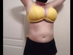 UhAnal presents: 36 g saggy tits bbw milf lateshay big yellow bra strip