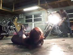 UhAnal presents: Biker girl hogtied in the garage