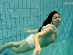 UhAnal presents: Girl in white panties swims in pool