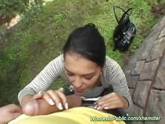 UhAnal presents: Young busty gives outdoor blowjob