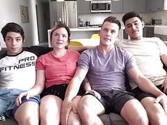 UhAnal presents: Crazy teen 4some. ass splitting huge cock and rimming!