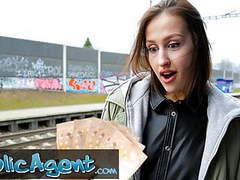 UhAnal presents: Public agent train station smoker gets her tits out to pay