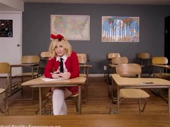 UhAnal presents: Sweet blonde student fucks to pass the exam, Couple, Hardcore, College, Blondes, Panties, Miniskirt, Socks, Cowgirl, Pussy, Shaved Pussy, Skinny, Blowjob, Handjob