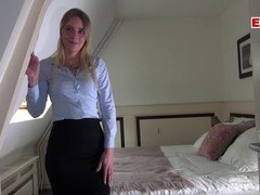 UhAnal presents: German female real estate agent secretary in pantyhose fuck