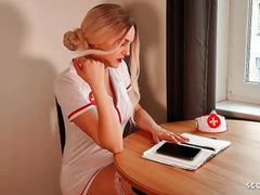 UhAnal presents: German nurse lauren help guy with sex to get a sperm sample