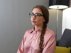 UhAnal presents: Hot brunette english tutor fucks hard and gets in her mouth!