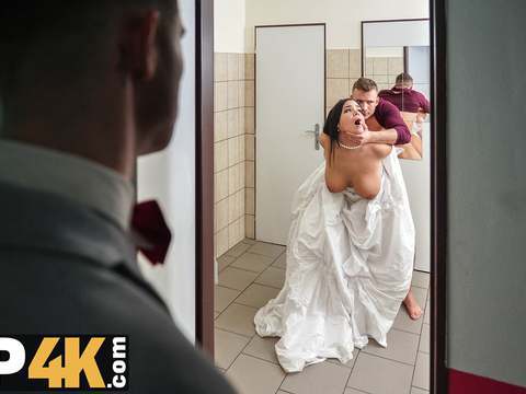 UhAnal presents: Vip4k. being locked in the bathroom, sexy bride doesnt lose time and seduces random guy