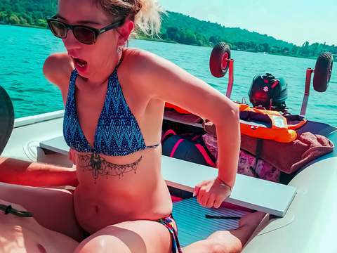 UhAnal presents: Wife gets fucked on a boat and gets a creampie from her husband's best friend