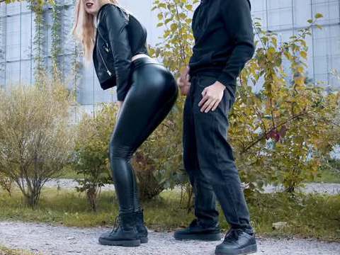 UhAnal presents: He cums on my latex leggings in public! - clothedpleasures