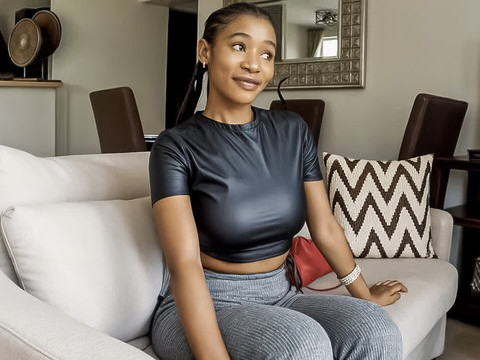 UhAnal presents: Amateur ebony model tricked to suck white cock at couch casting call