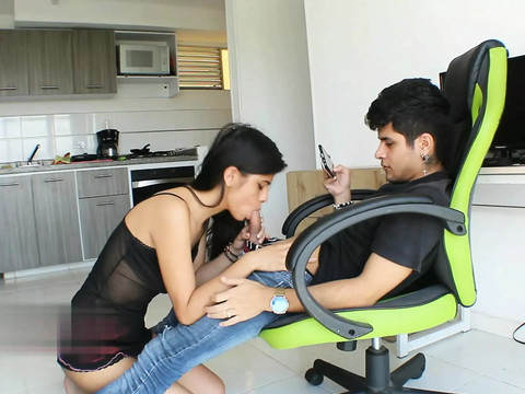UhAnal presents: Beautiful brunette indian sucking my cock until she gets the most out of it - porn in english