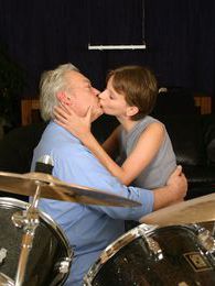 UhAnal presents: Teenie tasting the cumload from a grey old male drummer