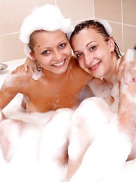 UhAnal presents: Naughty sexy young chicks taking a hot bubble bath together
