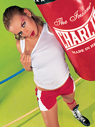 UhAnal presents: Christie Blanks, Boxing Girl Puts Up a Fight With Her Toys