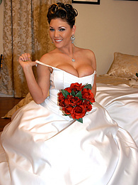 UhAnal presents: Horny bride Claire Dames enjoys licking her big tits and fingering her pussy